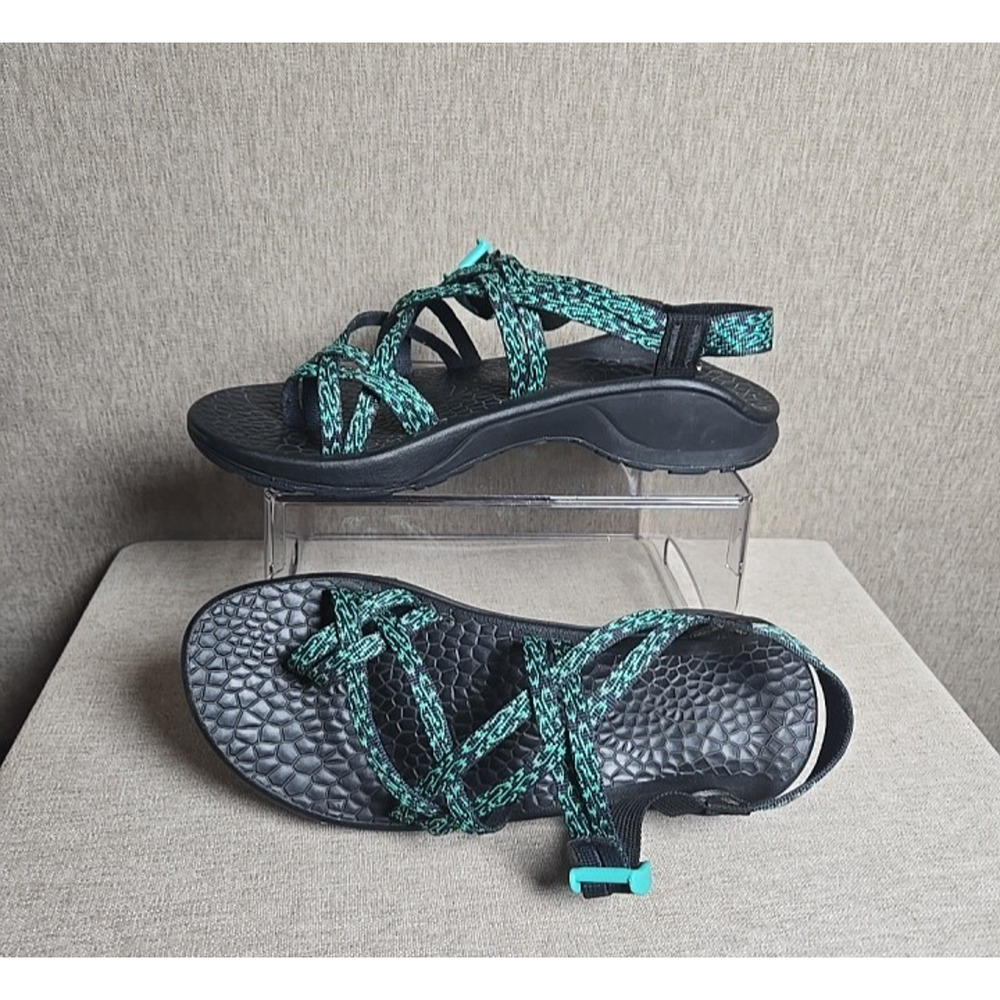 Chaco Women’s Hiking Sandals Black Teal Toe Loop Adjustable Straps Outdoor S 10 - Picture 13 of 13